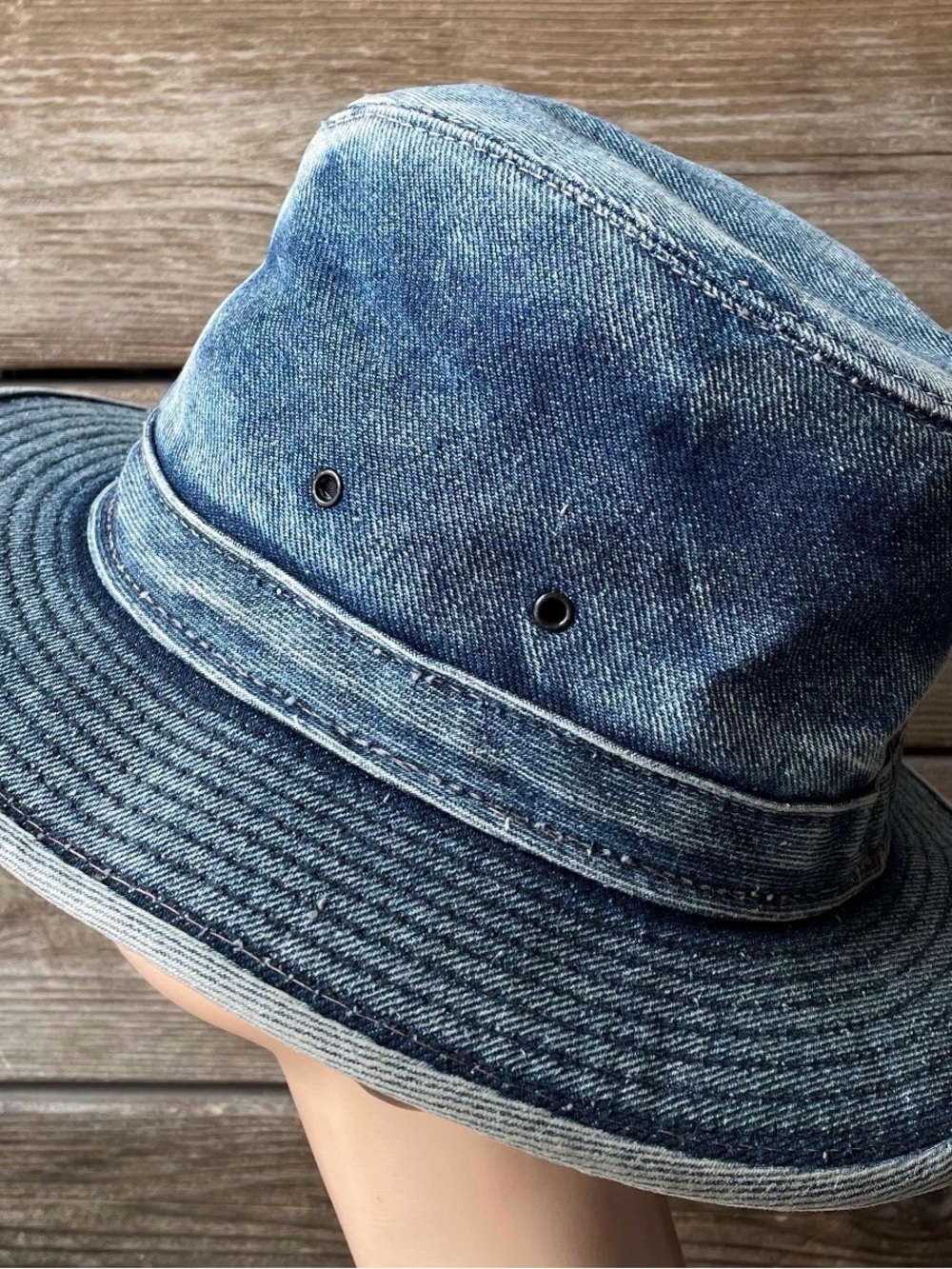 Vintage Denim Bucket Hat by Henschel Large